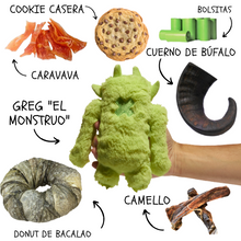 Cargar imagen en el visor de la galería, Caja mensual de golosinas caninas naturales sin aditivos.Delicias saludables y nutritivas para premiar a tu perro.Mejores opciones de snacks naturales para perros felices y activos.Caja de premios perrunos.